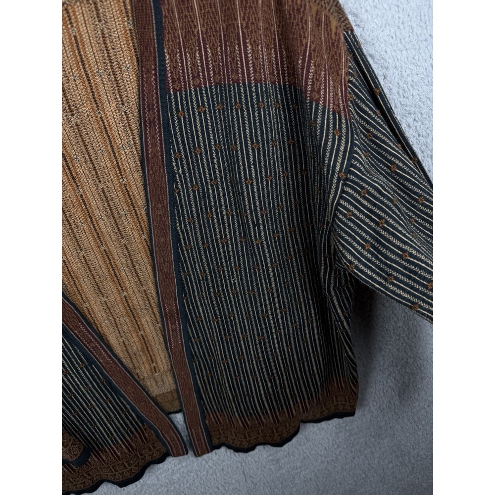 Peruvian Connection Artisan Knit Cardigan Open Front Multicolor Ethnic Boho XL - Picture 6 of 10